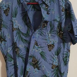 Star Wars Blue Tropical Print Short-Sleeve Button-Down Shirt